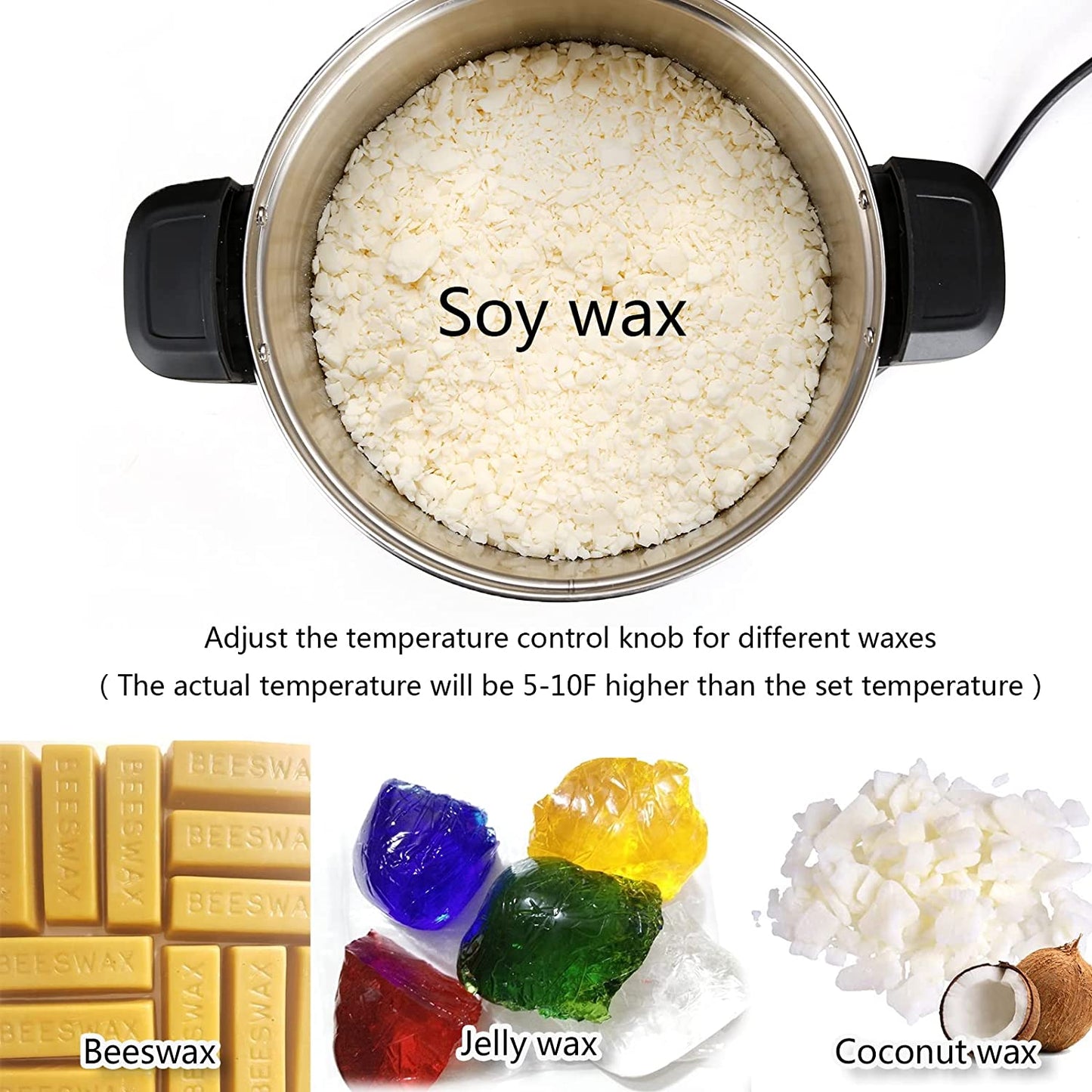 Wax Melter for Candle Making - 10.5 Qts (20 Lbs) Large Capacity Candle Melting Pot, Fast Pour Spout, Candle Wax Melting Pot Able to Melt All Types of Wax Including Soap, Free Accessory (20 lbs)