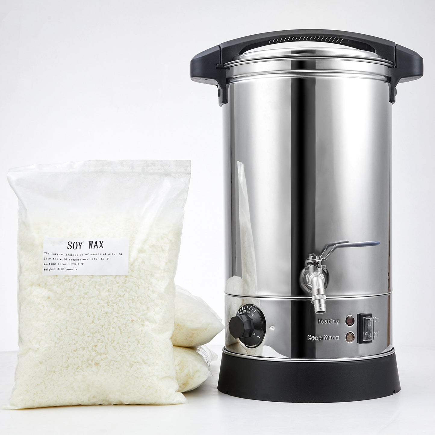 Wax Melter for Candle Making, 10.5 qts / 20lbs Capacity Large Wax Melting Furnace, Big Melting Pot Used for Candle and Soap Business, Fast Pour Spout and Temp Controller, Free 10 Pounds of Soy Wax