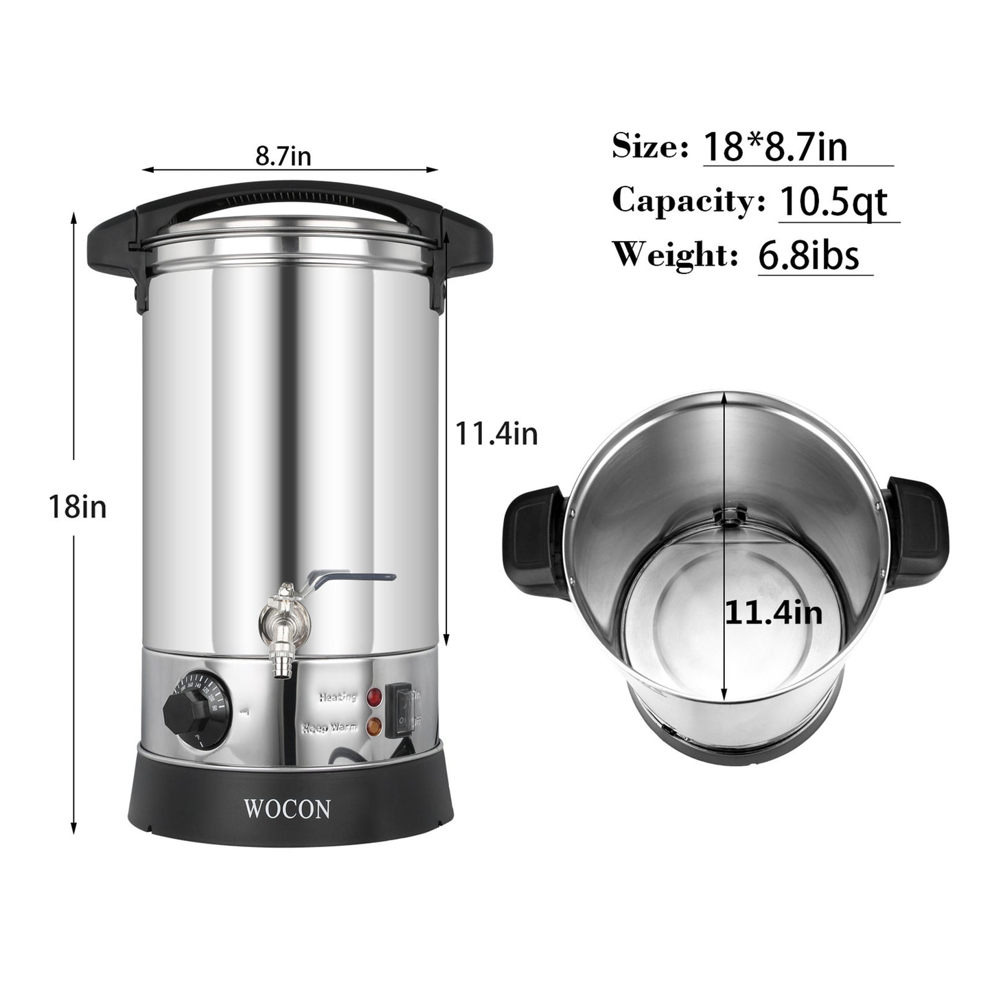 Wax Melter for Candle Making, 10.5 qts / 20lbs Capacity Large Wax Melting Furnace, Big Melting Pot Used for Candle and Soap Business, Fast Pour Spout and Temp Controller, Free 10 Pounds of Soy Wax